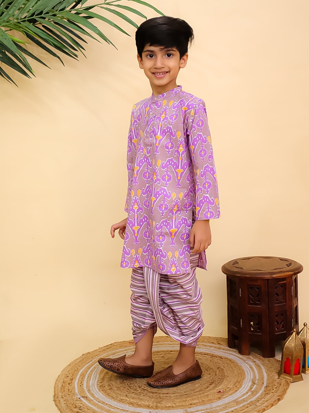 Sage Violet Boys Dhoti Kurta Set