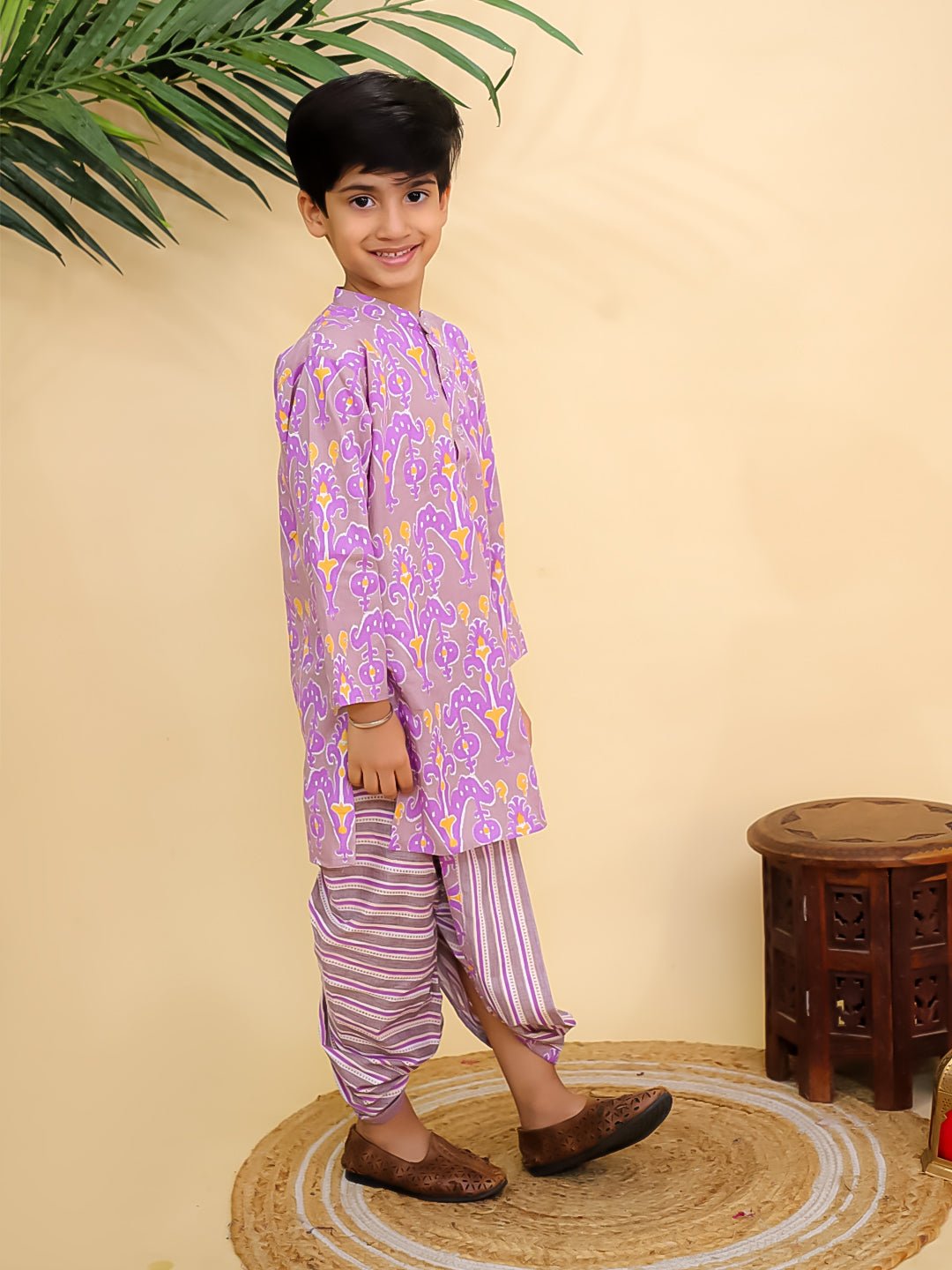 Sage Violet Boys Dhoti Kurta Set