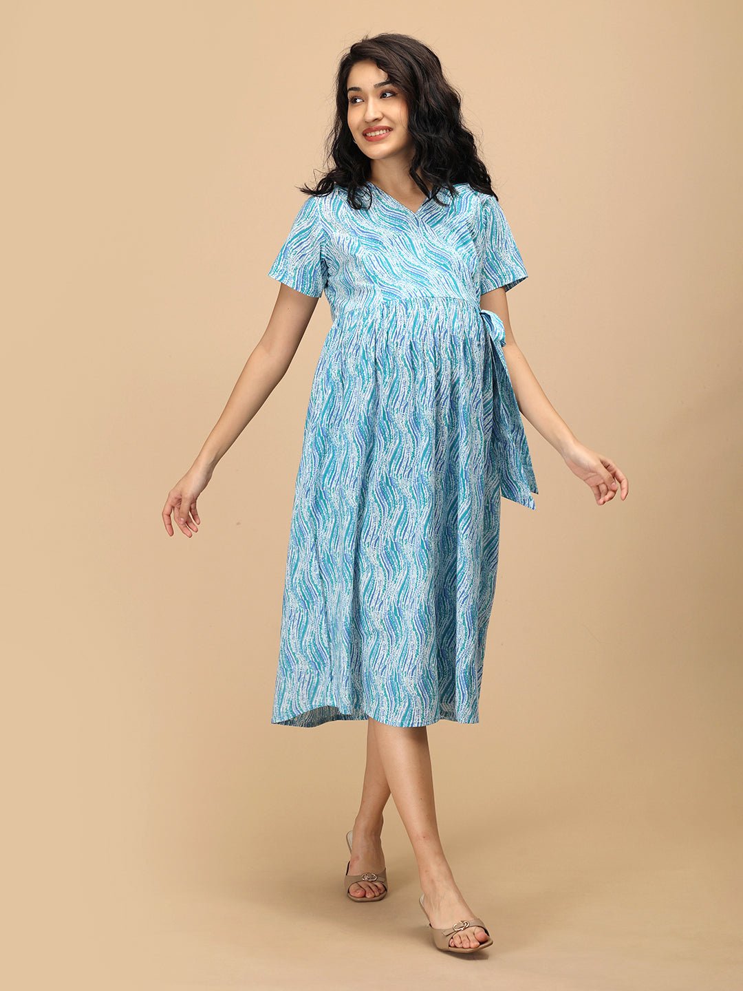 Seafoam Streaks Maternity and Nursing Dress Multi