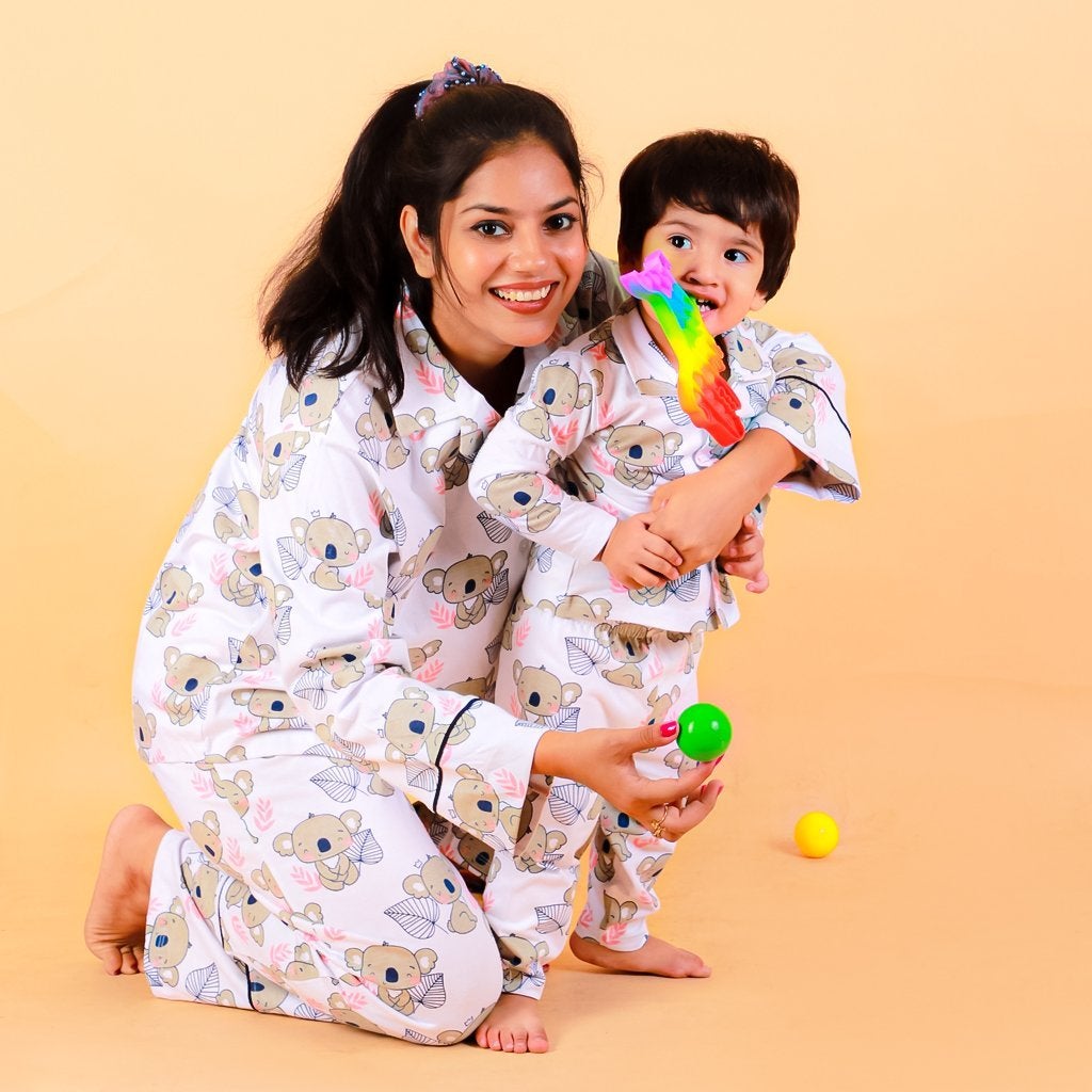 Baby Koala Cotton Matching Pajama Set Mom And Baby Twinning Combo
