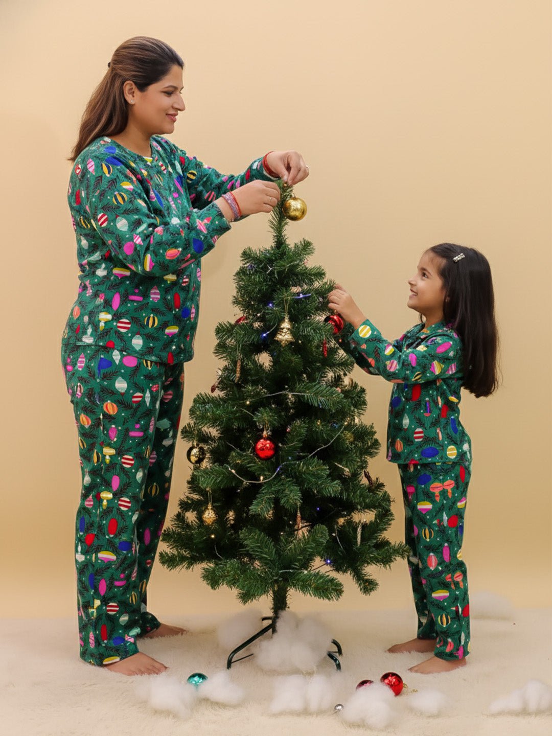 Merry Snuggle Squad Christmas Cotton Matching Pajama Set Mom And Baby Twinning Combo Of 2