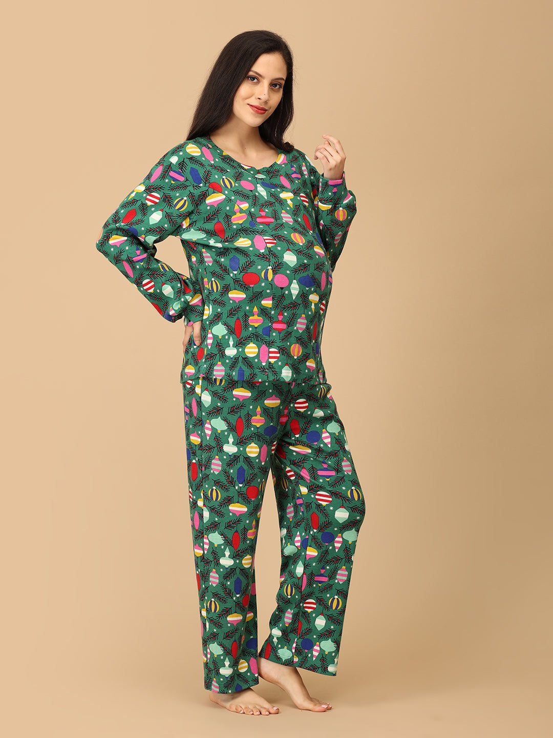 Merry Snuggle Squad Christmas Cotton Matching Pajama Set Mom And Baby Twinning Combo Of 2