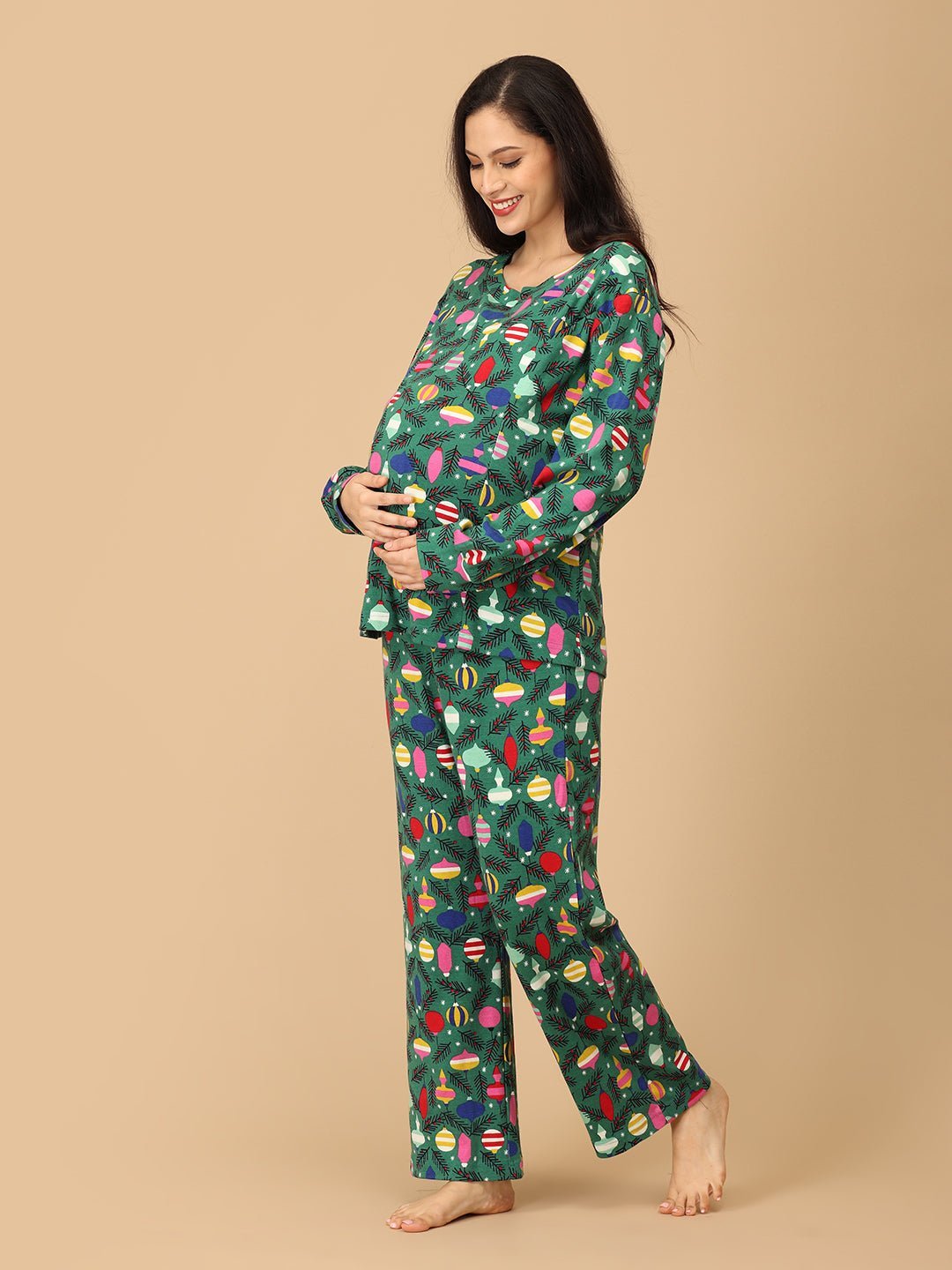 Merry Snuggle Squad Christmas Cotton Matching Pajama Set Mom And Baby Twinning Combo Of 2