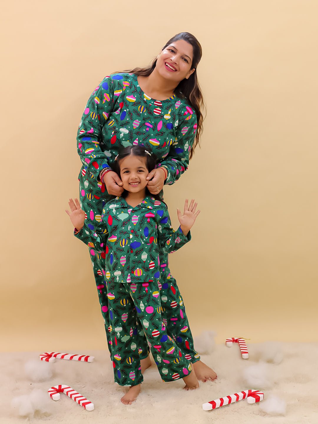 Merry Snuggle Squad Christmas Cotton Matching Pajama Set Mom And Baby Twinning Combo Of 2