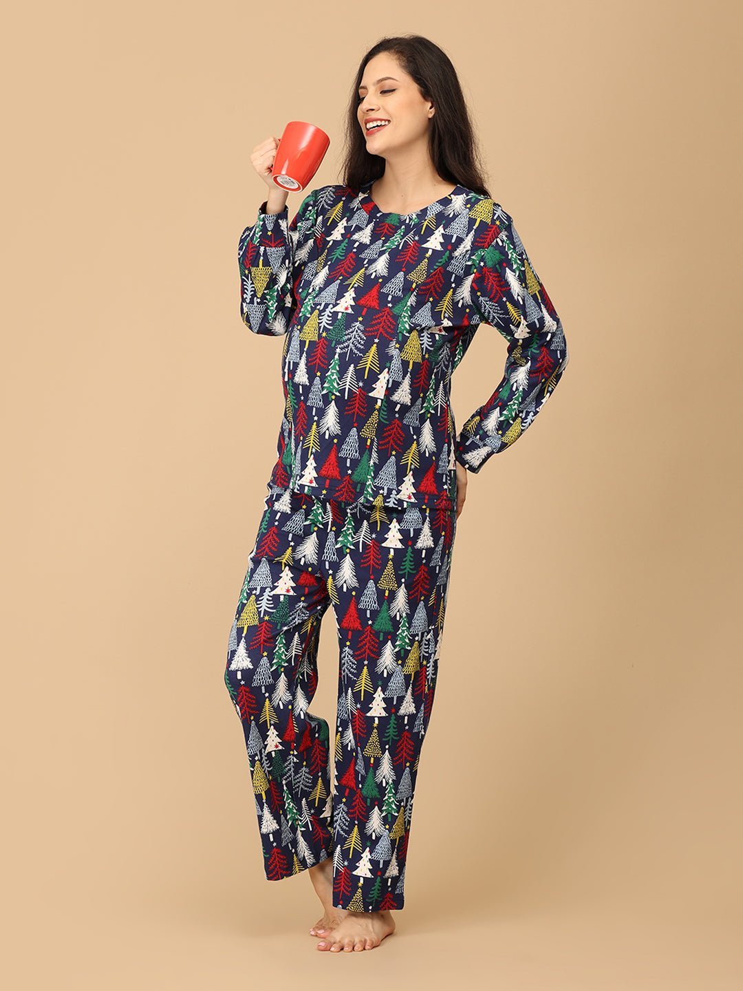 Silent Night Christmas Cotton Matching Pajama Set Mom And Baby Twinning Combo Of 2