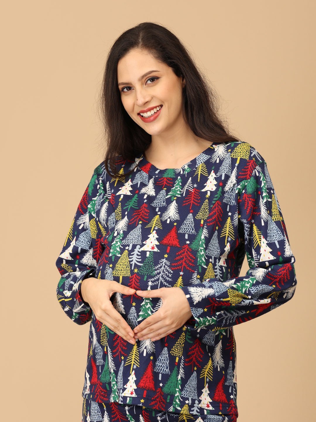 Silent Night Christmas Cotton Matching Pajama Set Mom And Baby Twinning Combo Of 2
