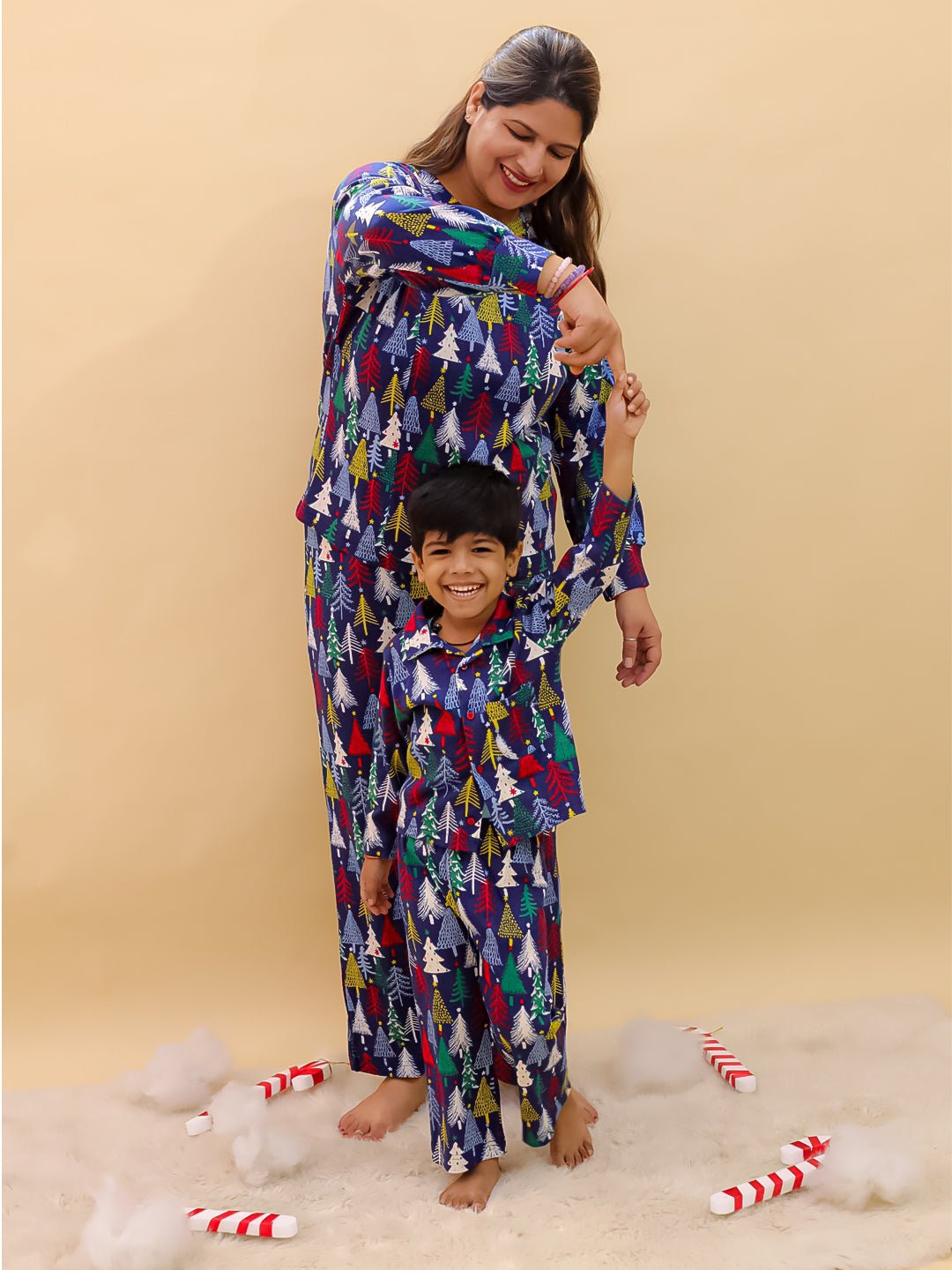 Silent Night Christmas Cotton Matching Pajama Set Mom And Baby Twinning Combo Of 2