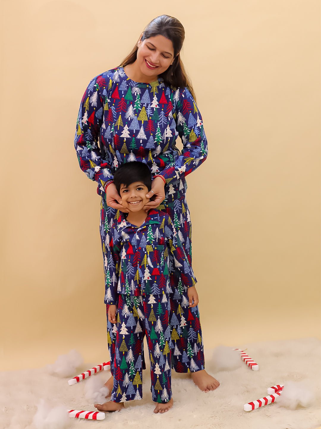 Silent Night Christmas Cotton Matching Pajama Set Mom And Baby Twinning Combo Of 2