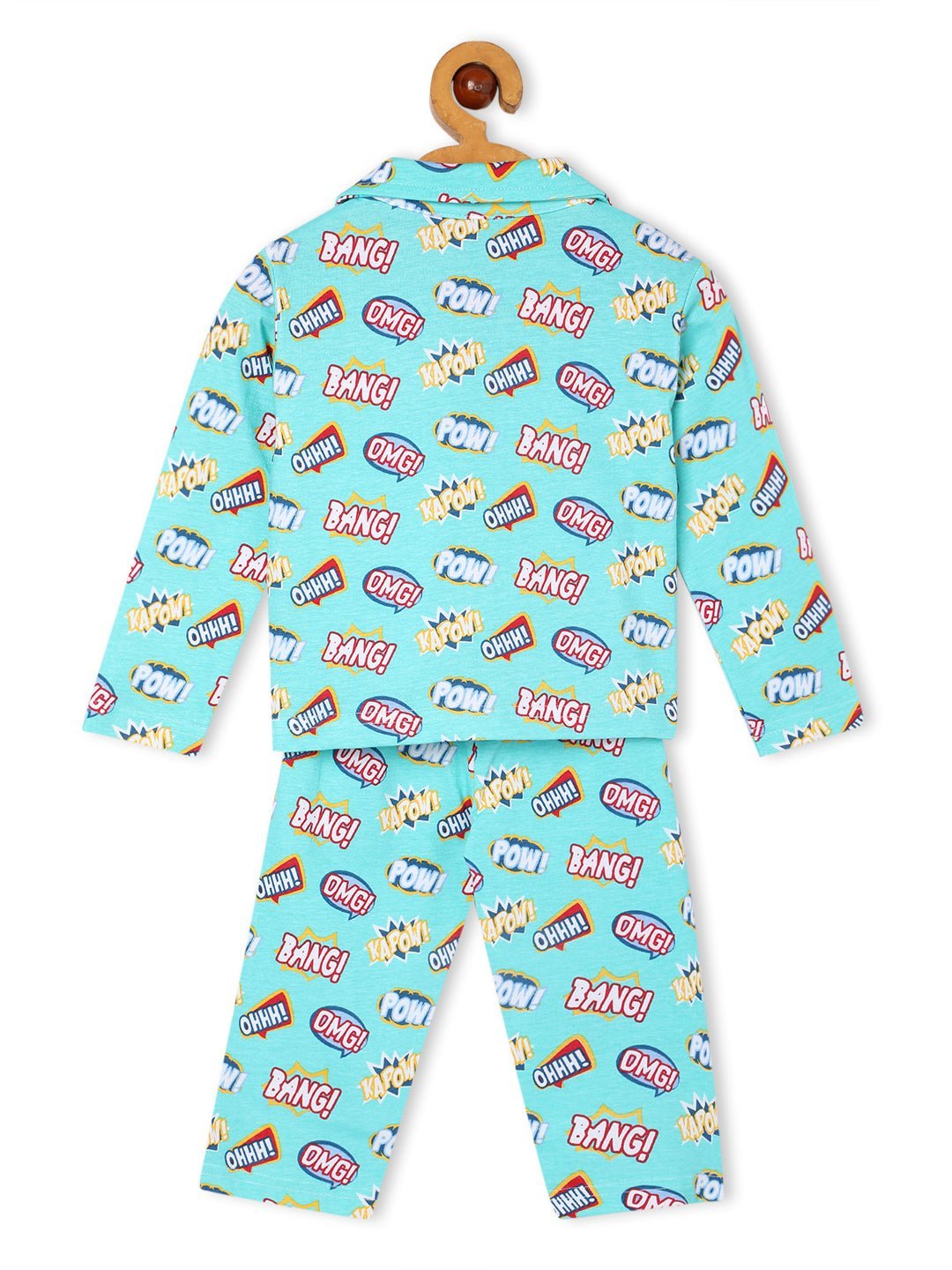 Mighty Fighter Blue Cotton Matching Pajama Set Mom And Baby Twinning Combo Of 2