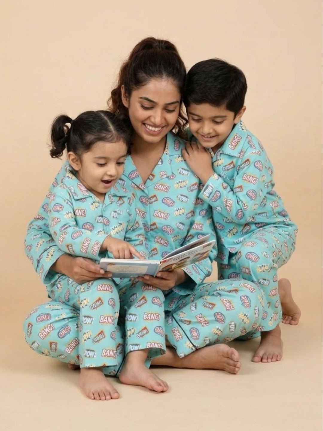 Mighty Fighter Mom And Baby Pajama Set Twinning Combo Of 3
