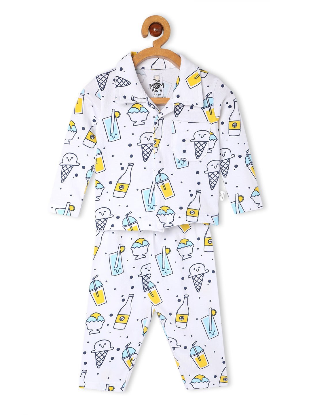 My Smoothie White Cotton Matching Pajama Set Mom And Baby Twinning Combo Of 2
