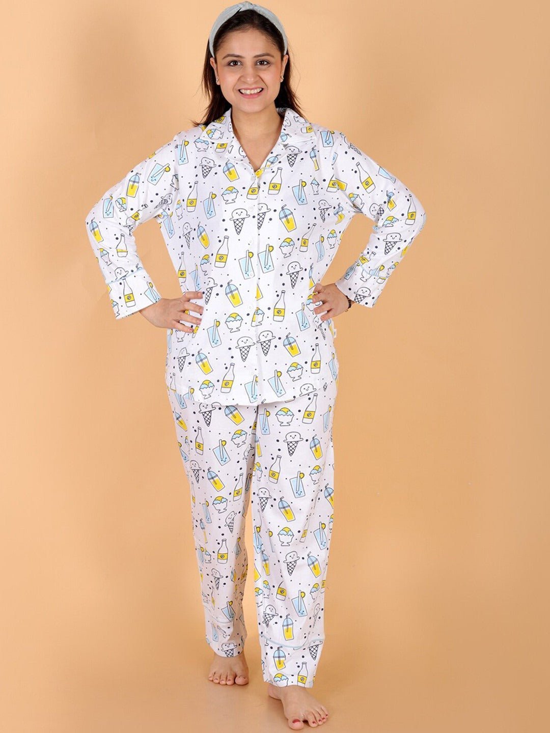 My Smoothie White Cotton Matching Pajama Set Mom And Baby Twinning Combo Of 2