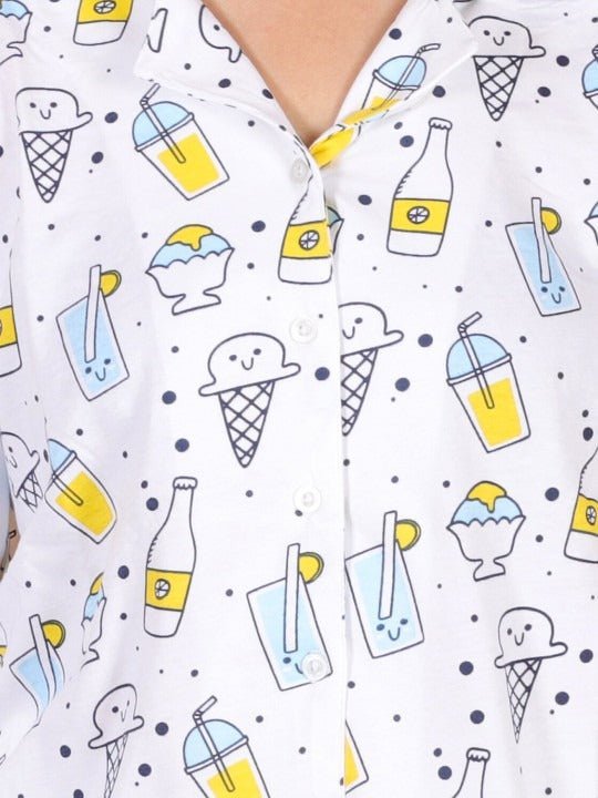 My Smoothie White Cotton Matching Pajama Set Mom And Baby Twinning Combo Of 2