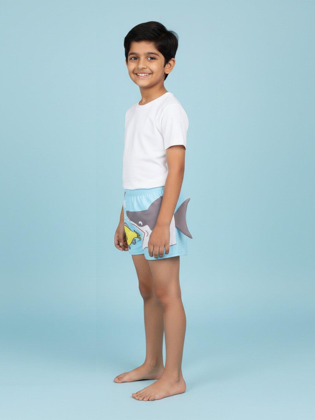 Shark Snap Boys Swim Shorts With Cap Set