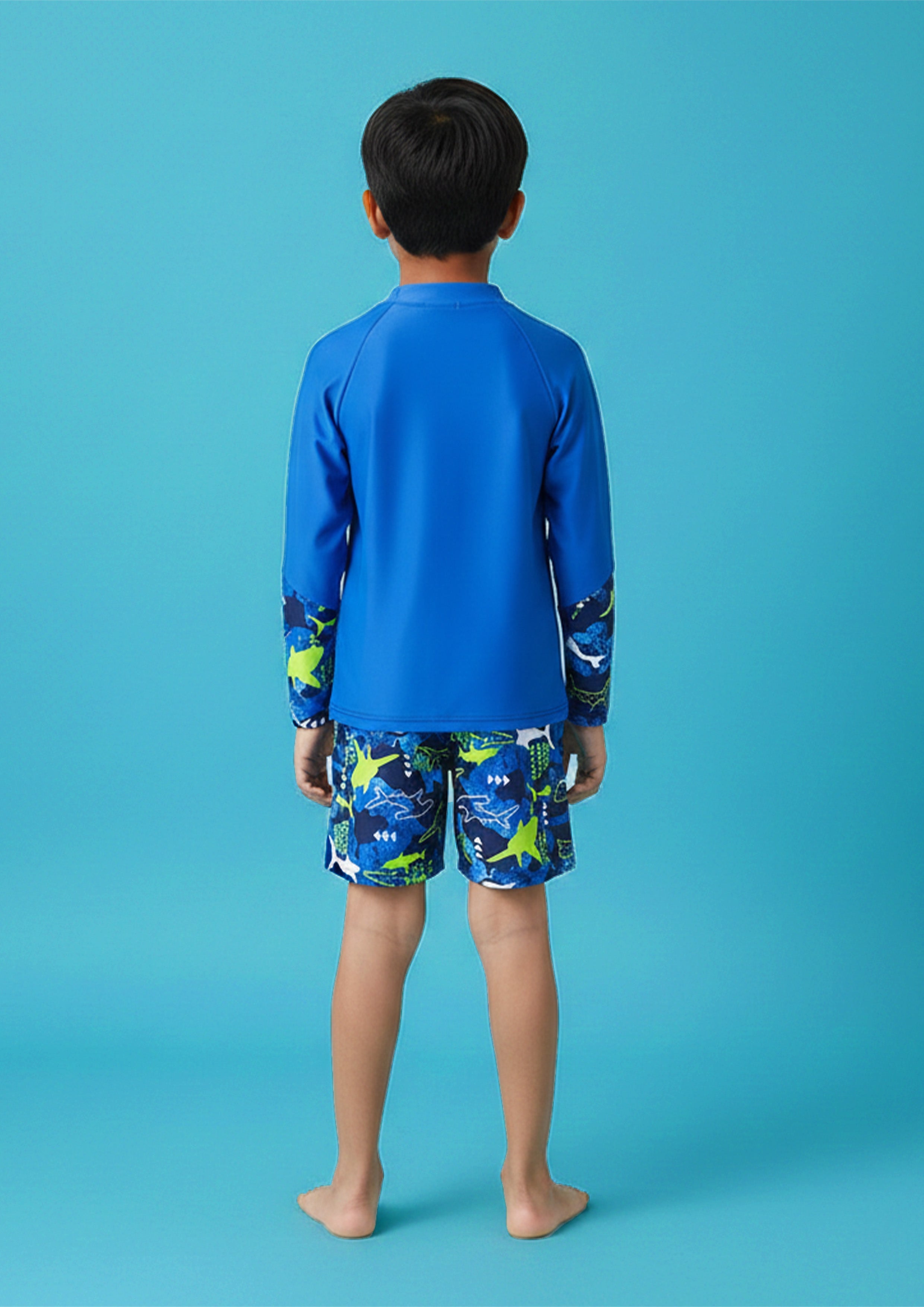 Blue Elephant Print Boys Swimsuit