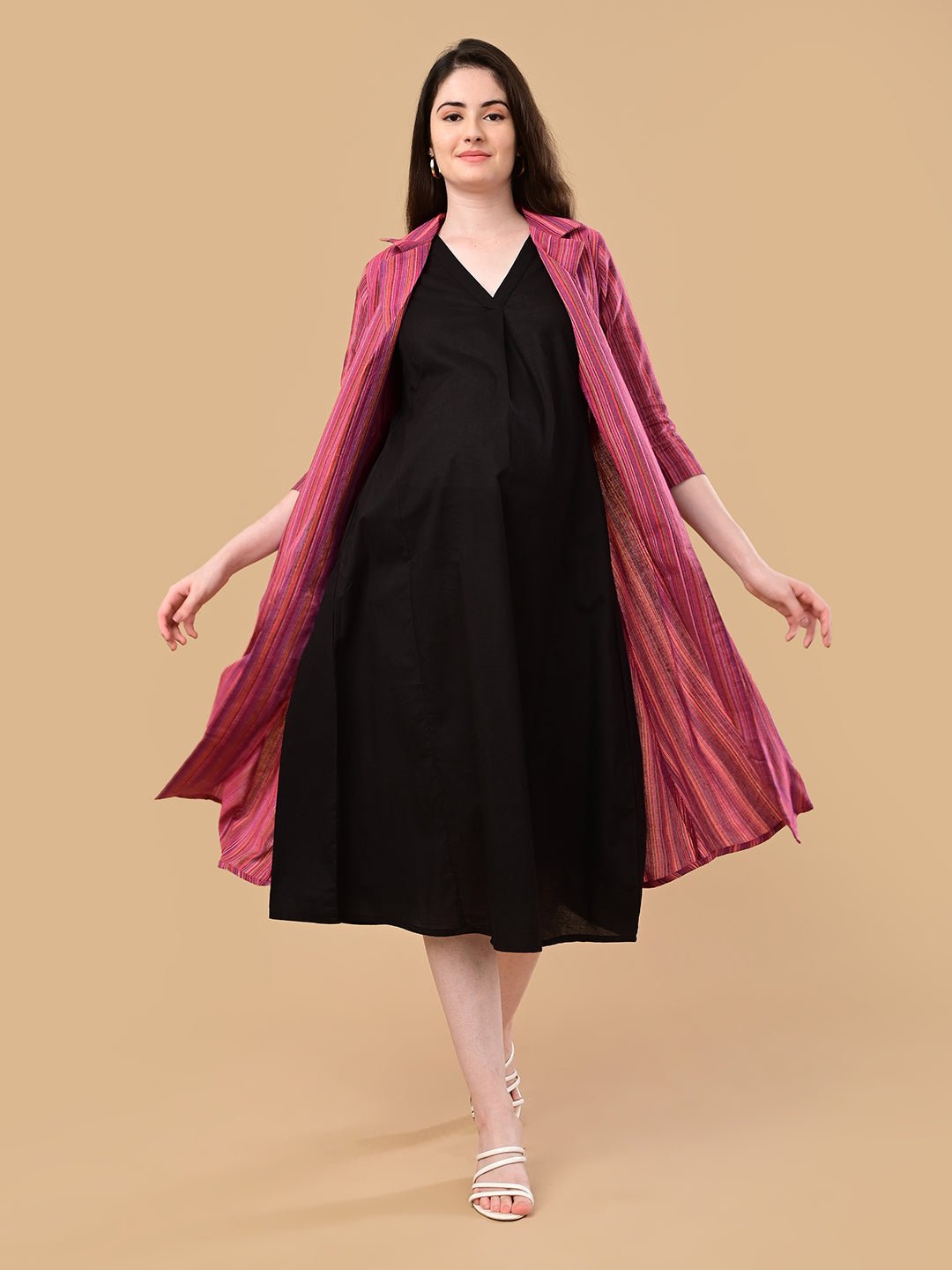 ShiftEase Maternity and Nursing Shacket Dress Pink