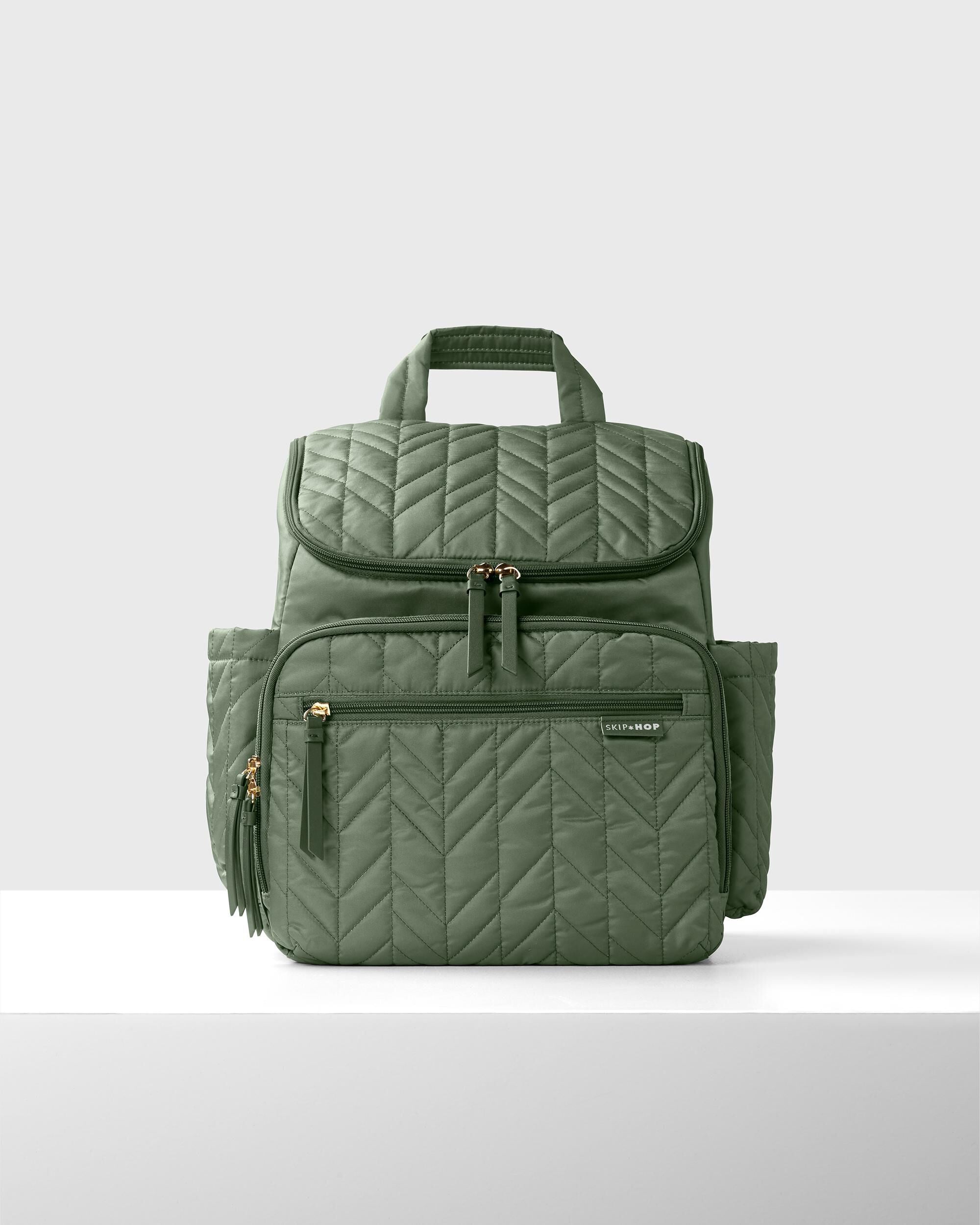 Dark Sage Quilted Lightweight Diaper Backpack For Babies