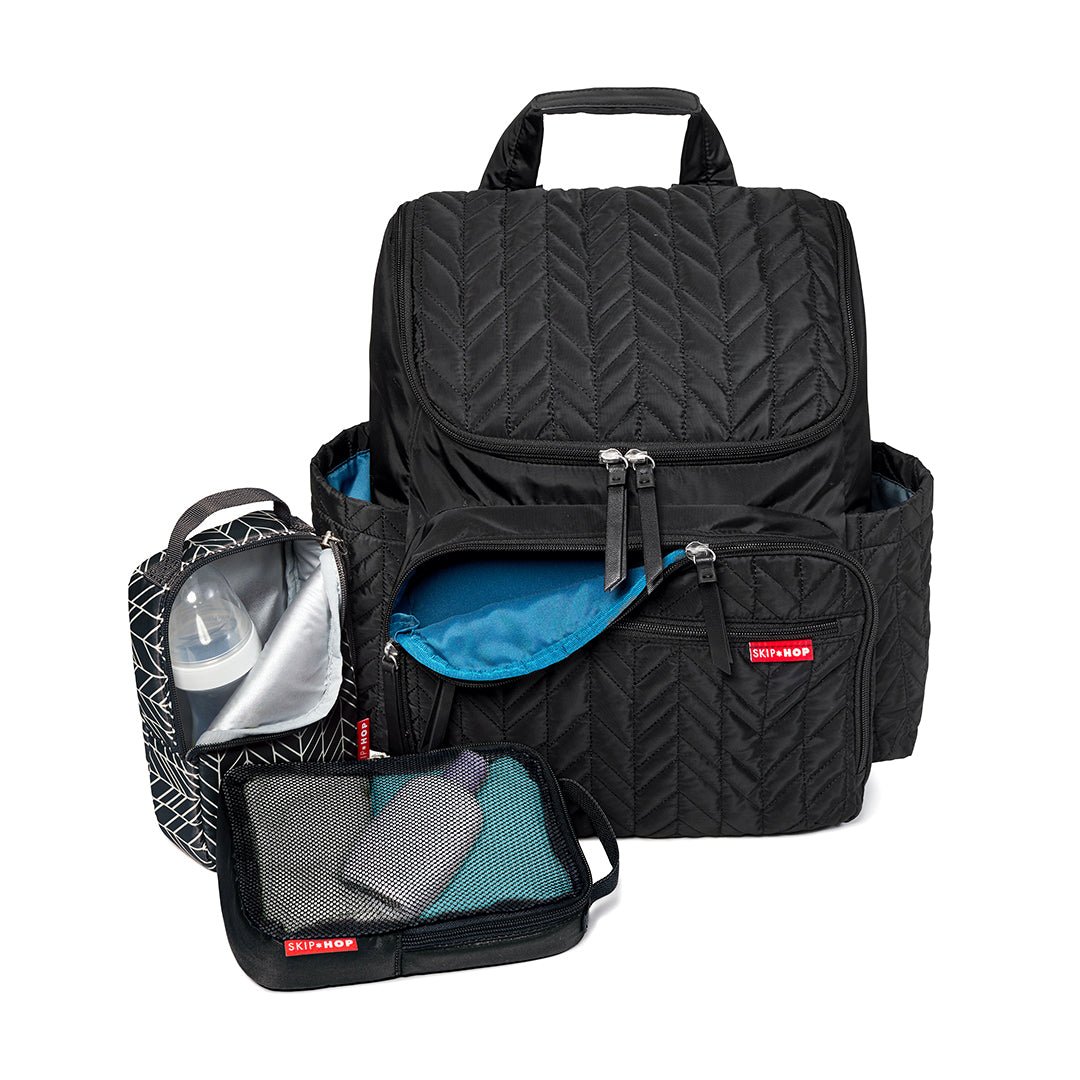 Jet Black Quilted Lightweight Backpack Diaper Bag For Babies