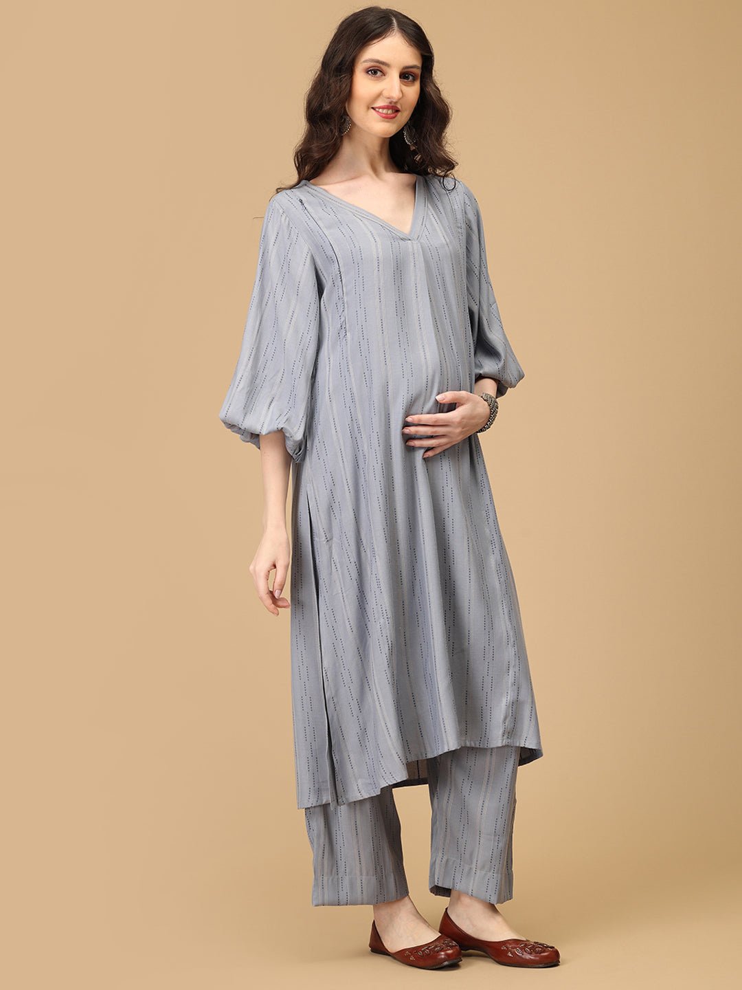 Smoky Swag Maternity and Nursing Co Ord Set Grey