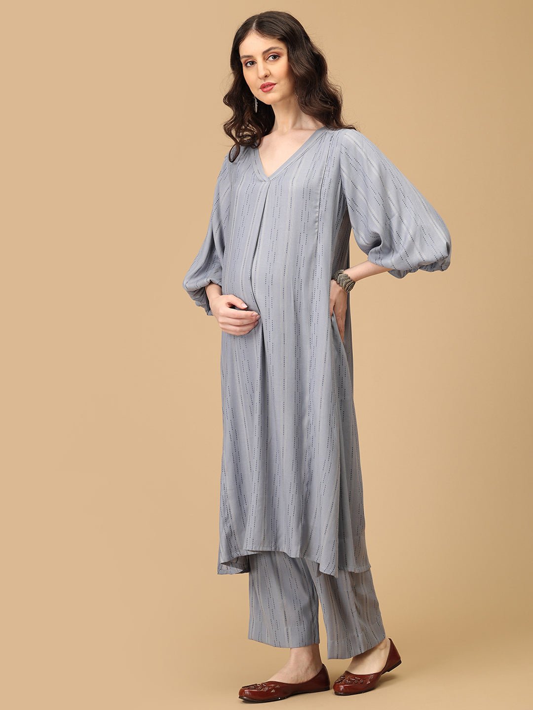 Smoky Swag Maternity and Nursing Co Ord Set Grey