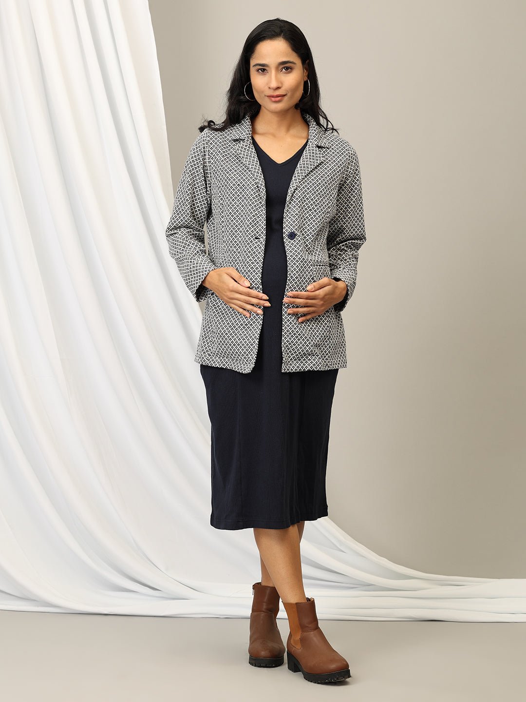Styled to Wow Maternity and Nursing Shacket Dress Multi