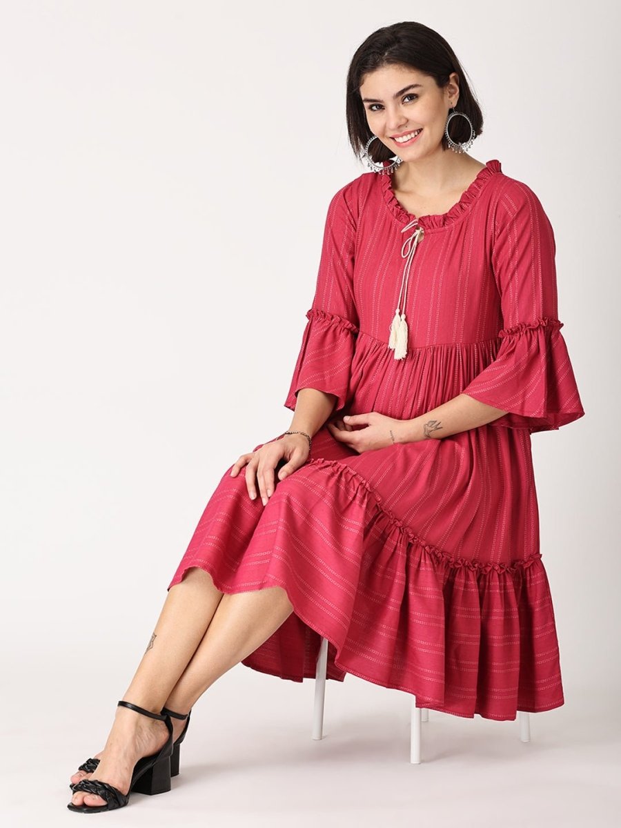 Sugar Berry Maternity and Nursing Dress Magenta