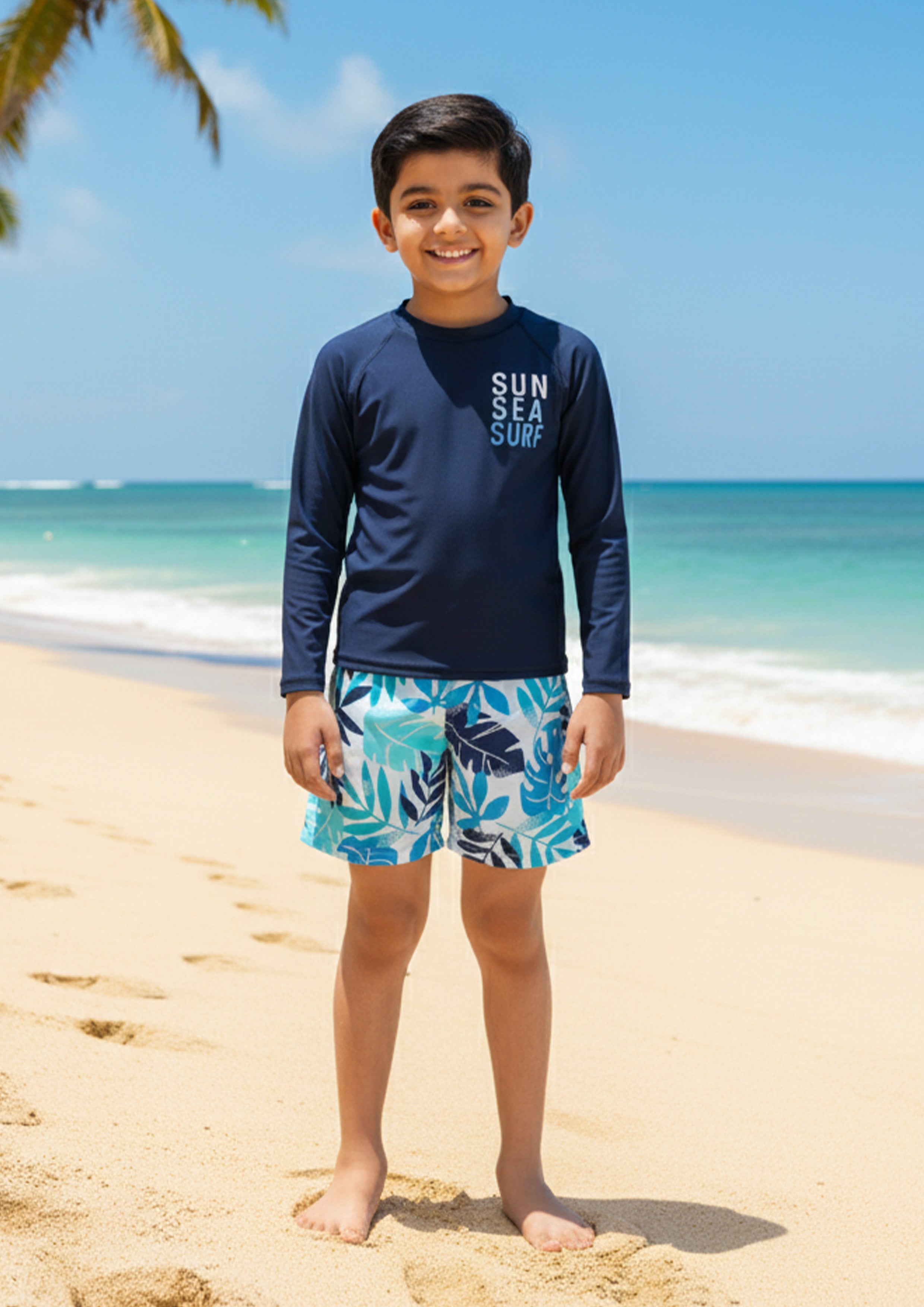Sun Sea Surf Boys Full Sleeves Swimsuit Set