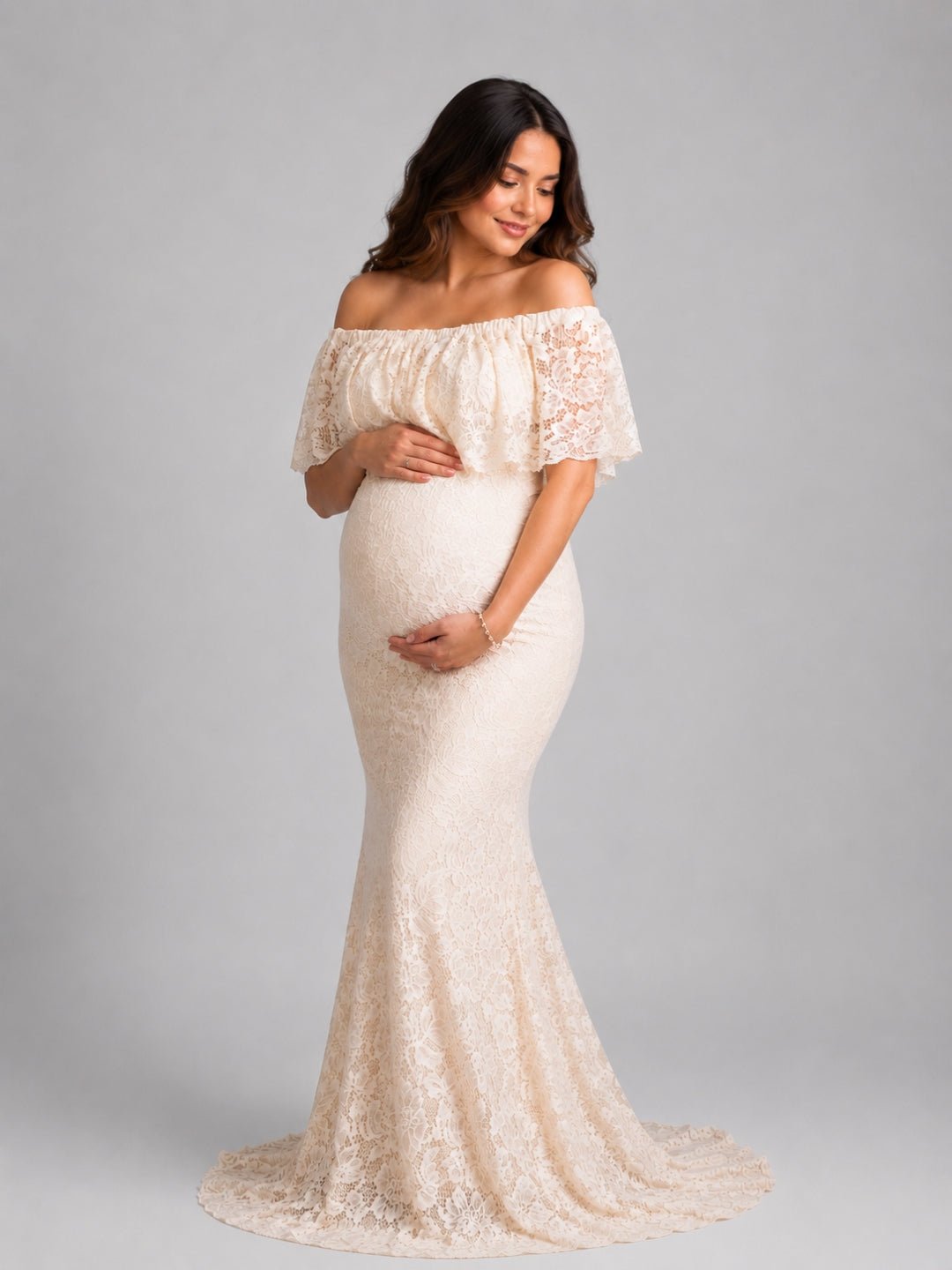 Sunlight Dew Maternity Lace Gown Yellow