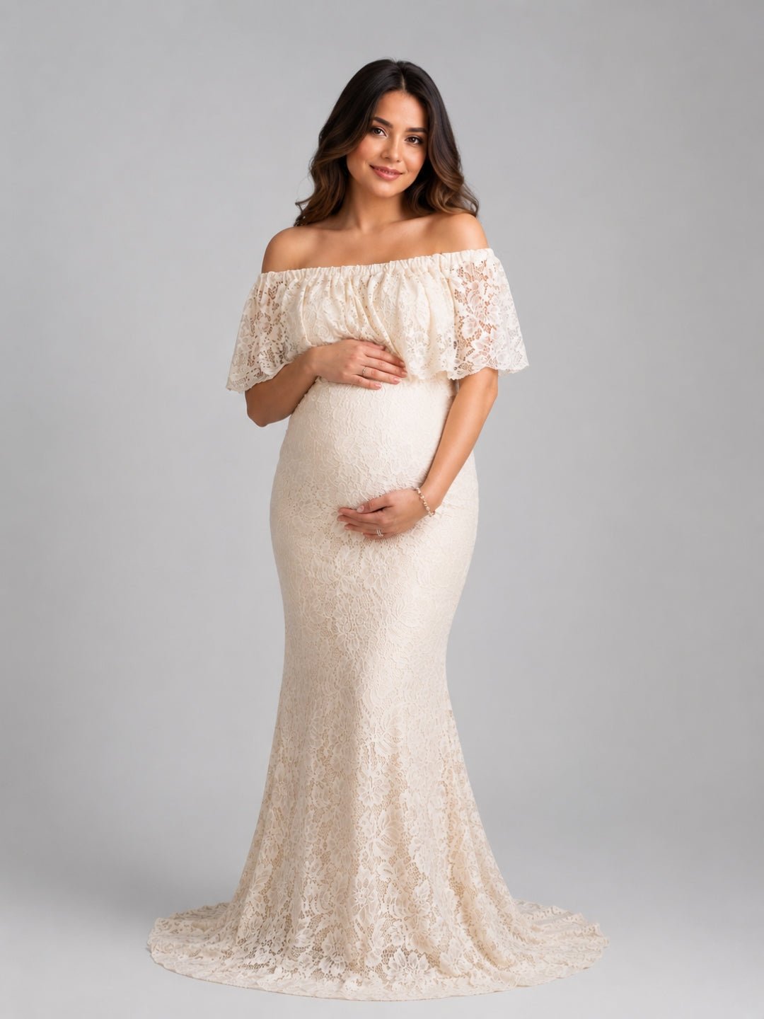 Sunlight Dew Maternity Lace Gown Yellow