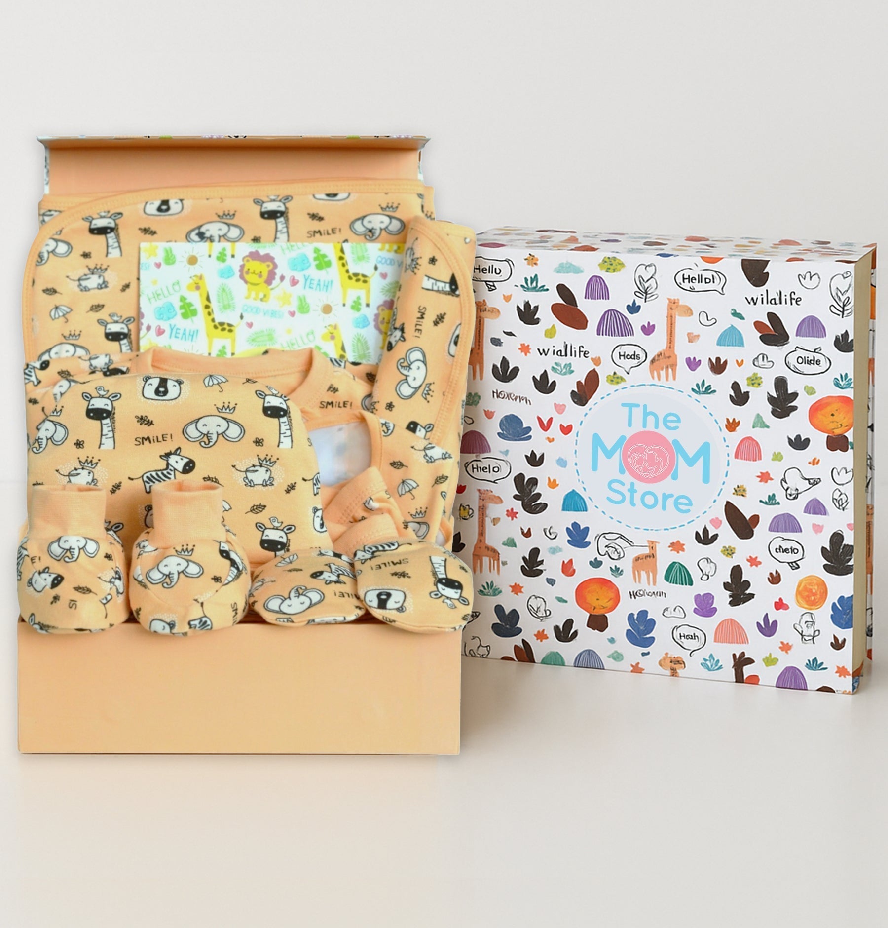 Sunset Safari 10 PCS Newborn Baby Gift Hamper Set With Milestone Cards