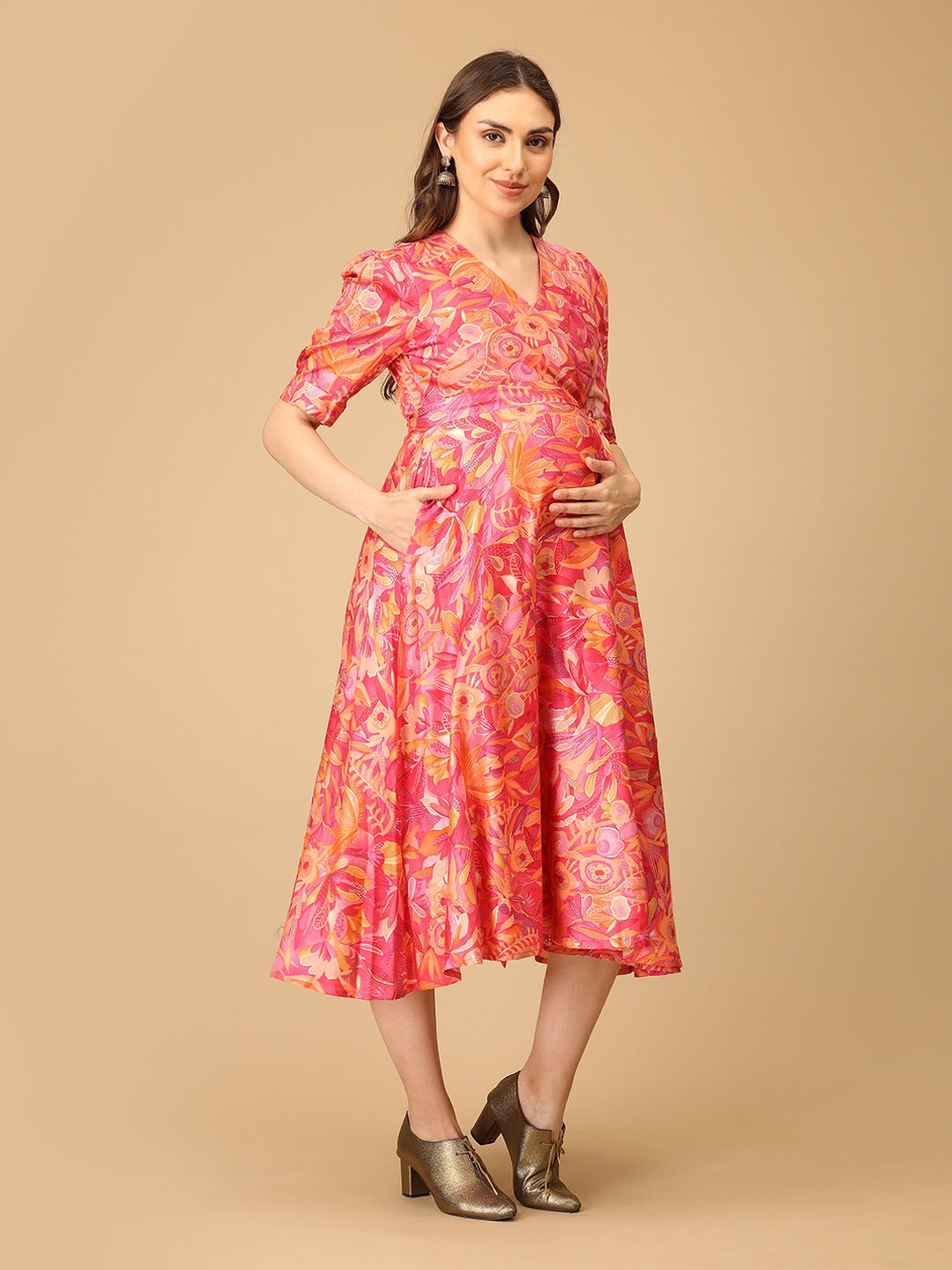 Sunset Salsa Maternity and Nursing Wrap Dress Multi