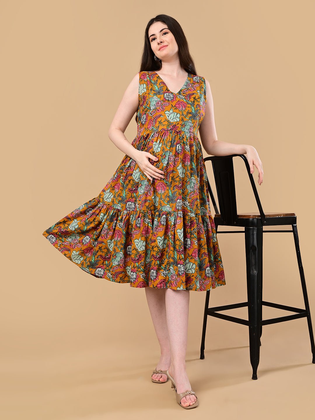 Sunshine State Maternity and Nursing Dress Yellow