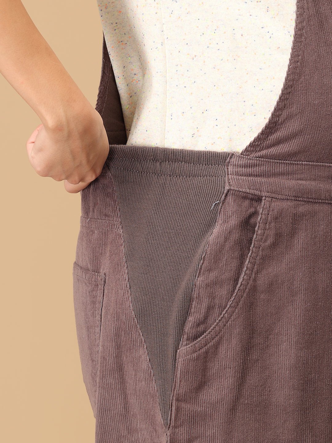 Taupe Corduroy Maternity Dungaree Taupe