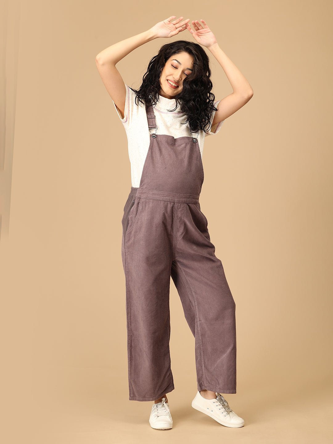 Taupe Corduroy Maternity Dungaree Taupe