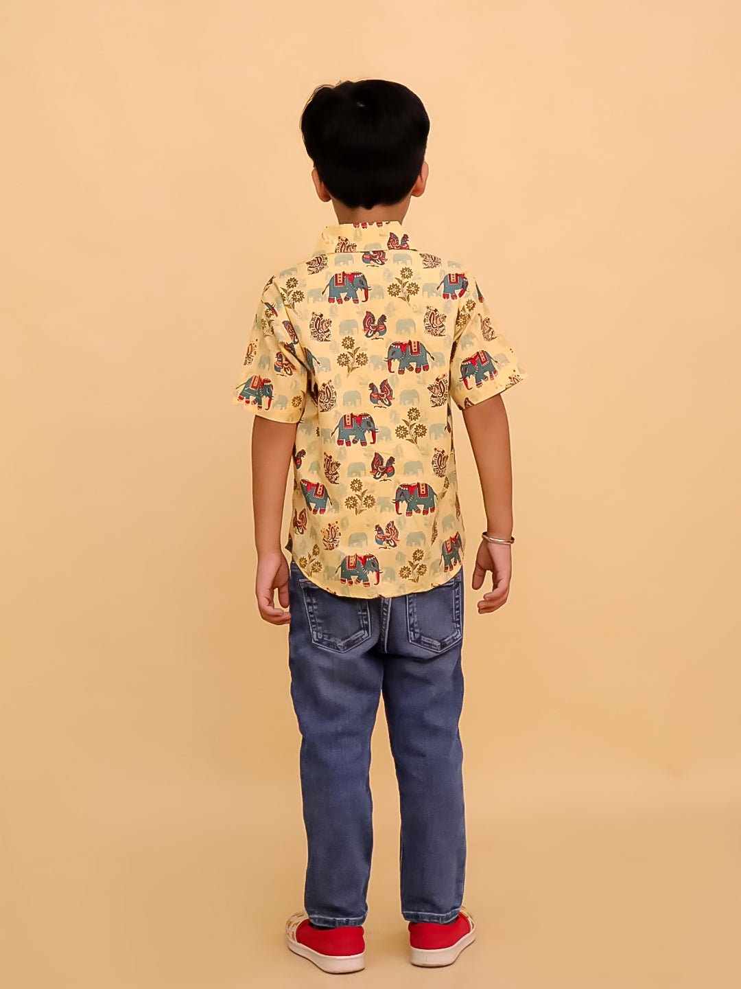 Teal-a-Trunk Elephant Print Boys Shirt