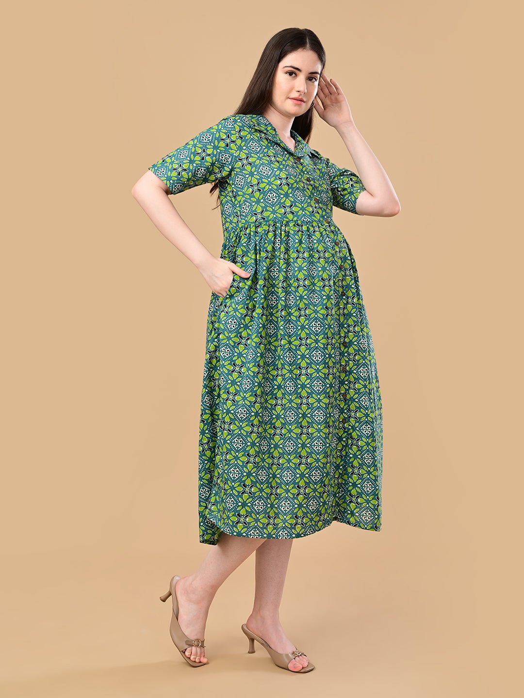 Teal in Bloom Maternity and Nursing Dress Teal