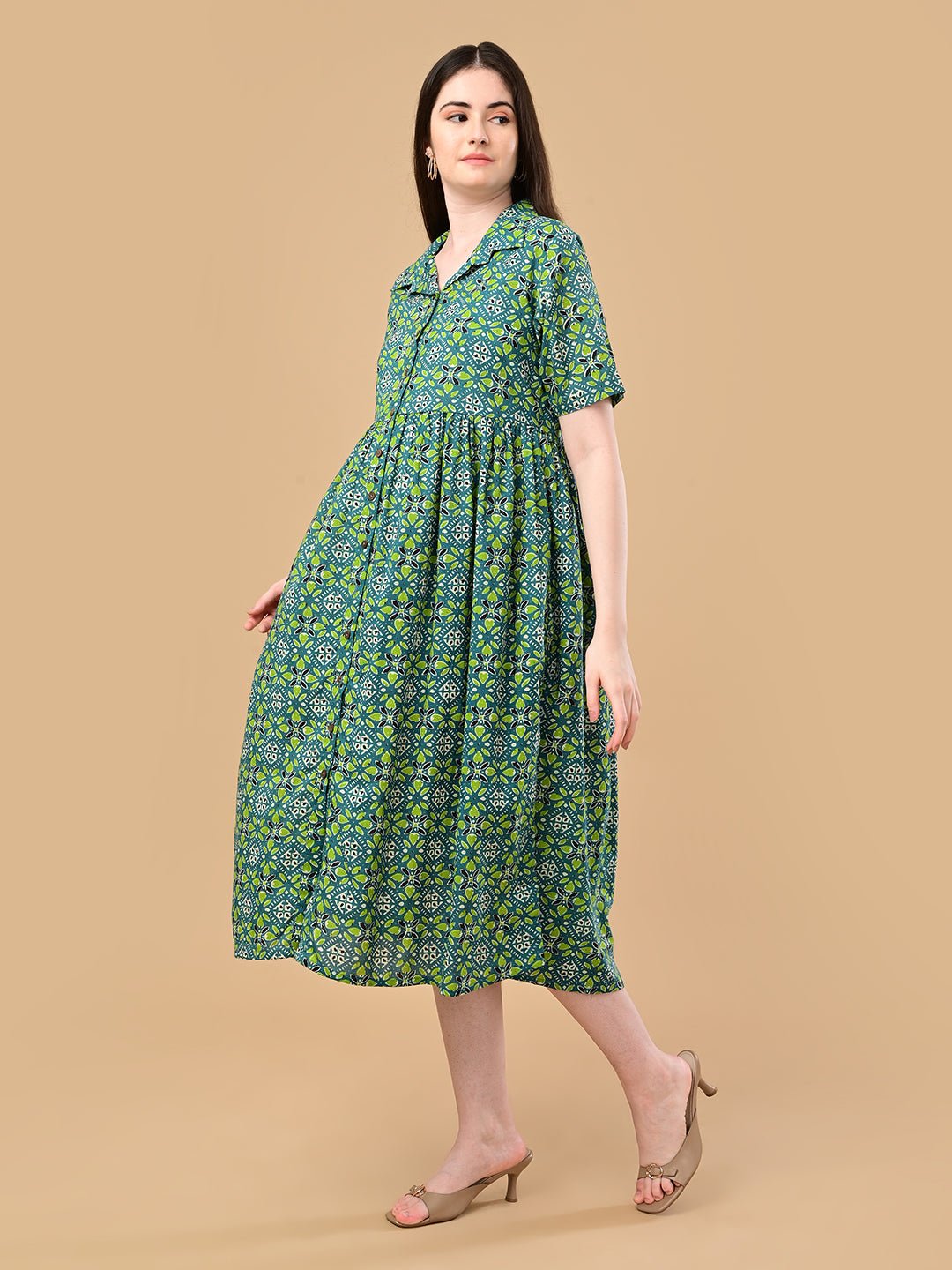 Teal in Bloom Maternity and Nursing Dress Teal