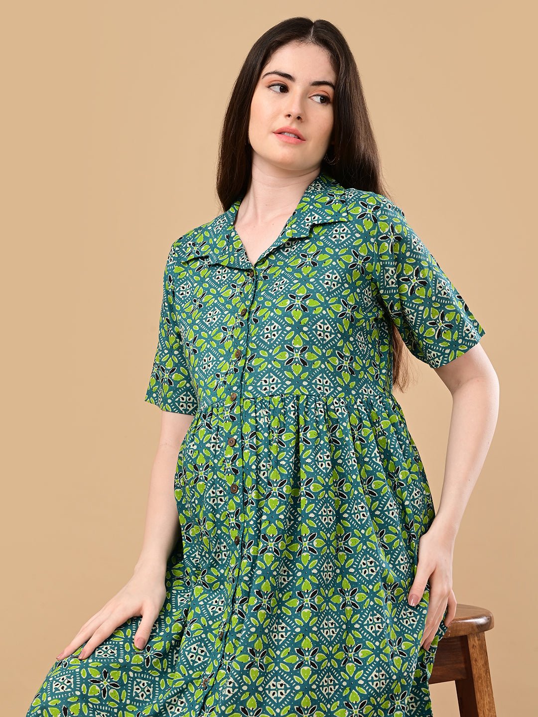 Teal in Bloom Maternity and Nursing Dress Teal