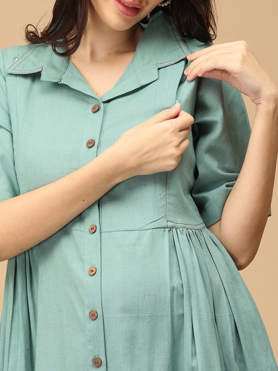 Teal the Deal Maternity and Nursing Dress Teal