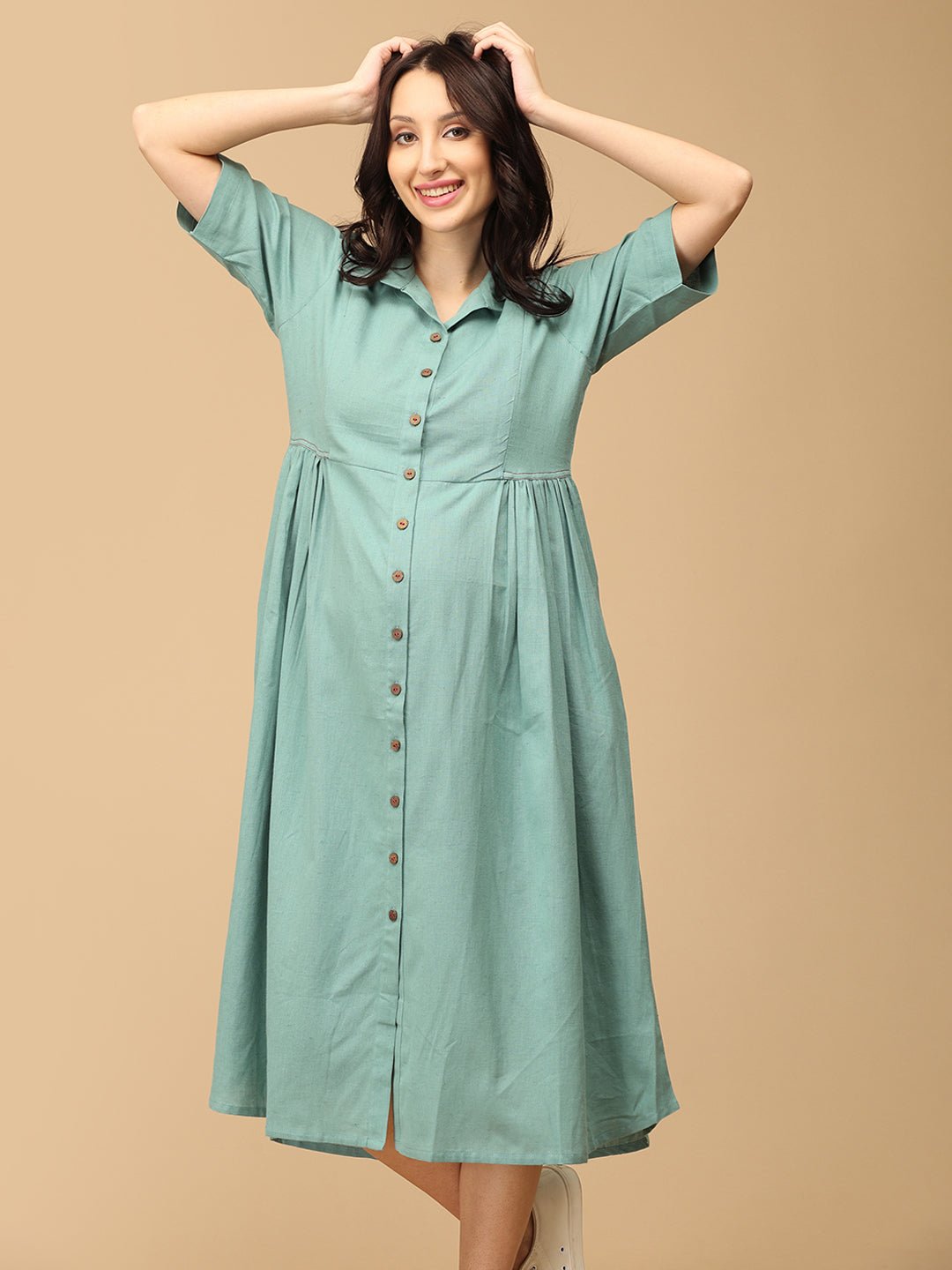 Teal the Deal Maternity and Nursing Dress Teal