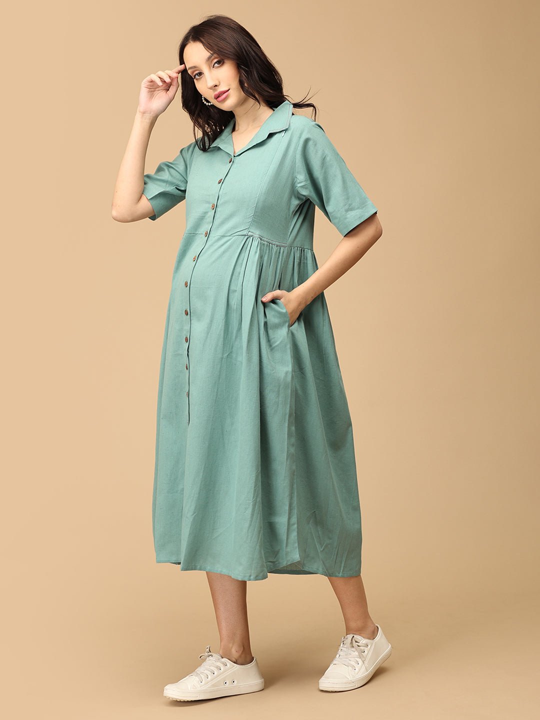 Teal the Deal Maternity and Nursing Dress Teal