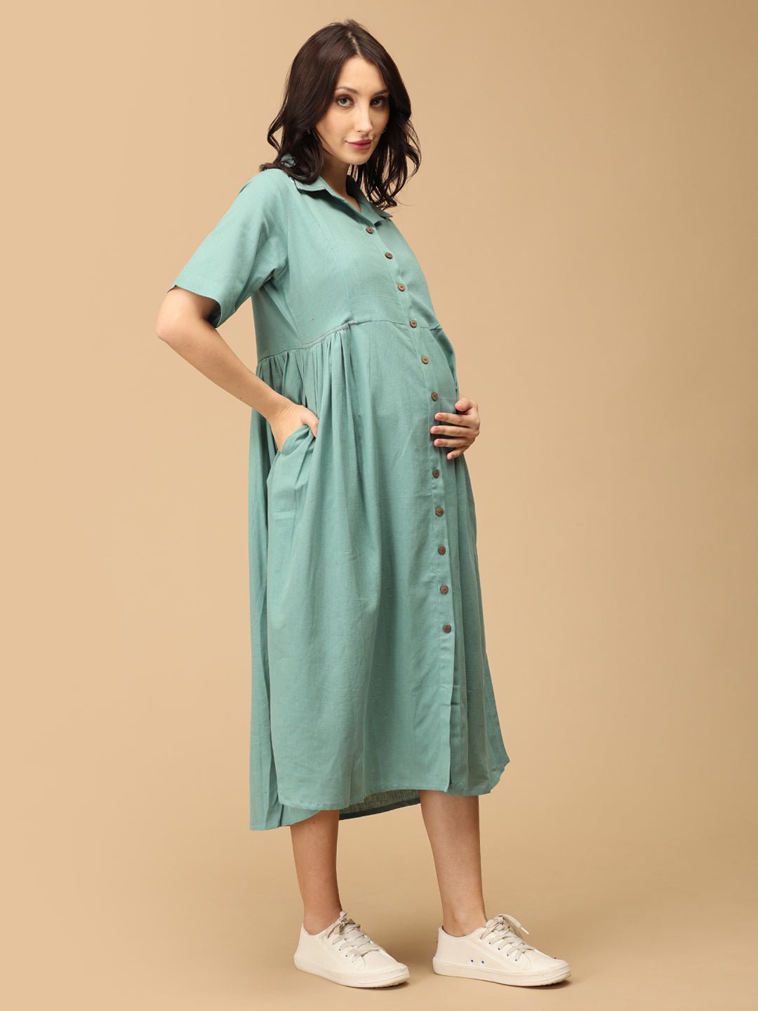 Teal the Deal Maternity and Nursing Dress Teal
