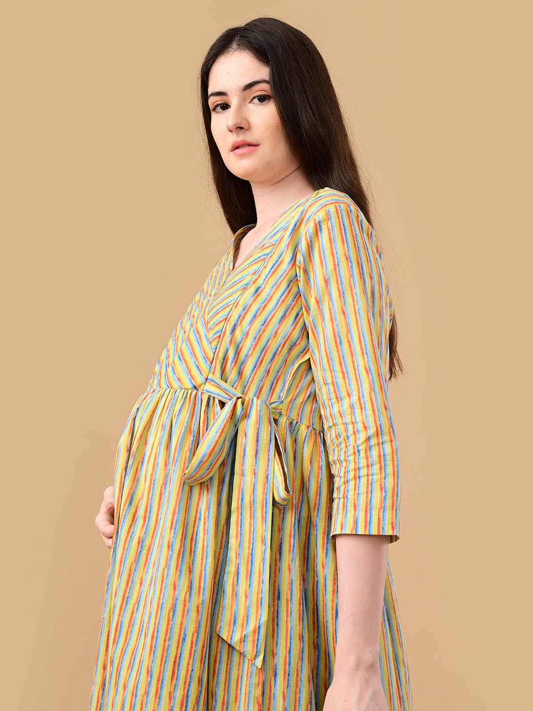 Technicolor Tide Maternity and Nursing Dress Multi
