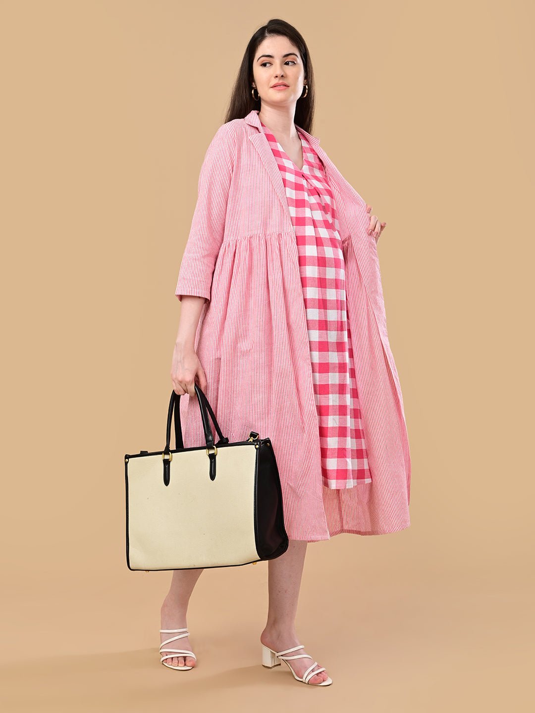 Fuchsia Frame Maternity and Nursing Shacket Dress Pink