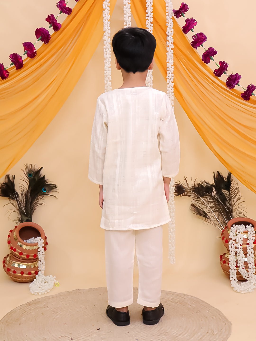 Mor Edit Embroidered Off-White Boys Kurta Set