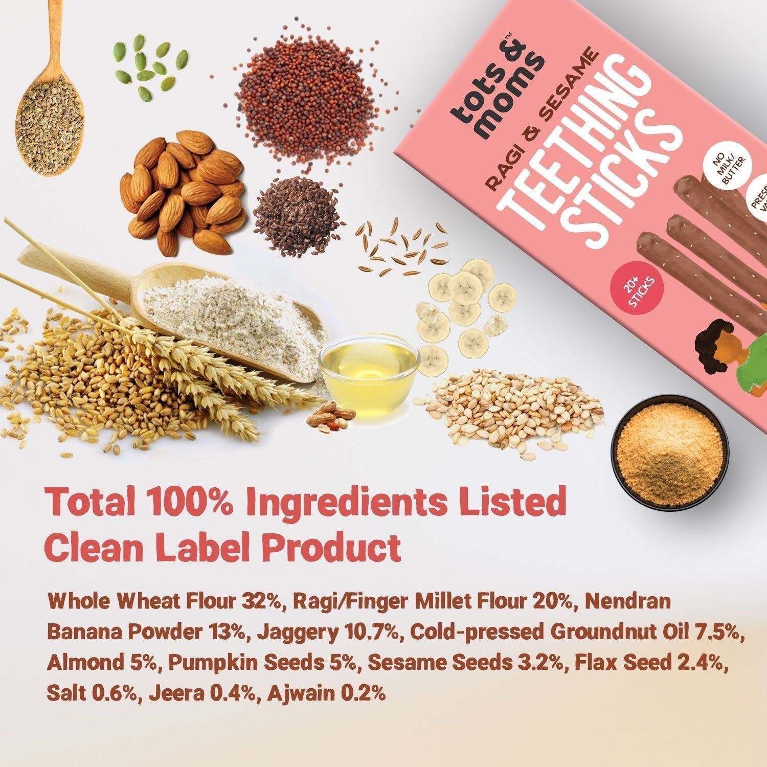 Ragi Banana Sesame Jaggery Teething Sticks For Babies