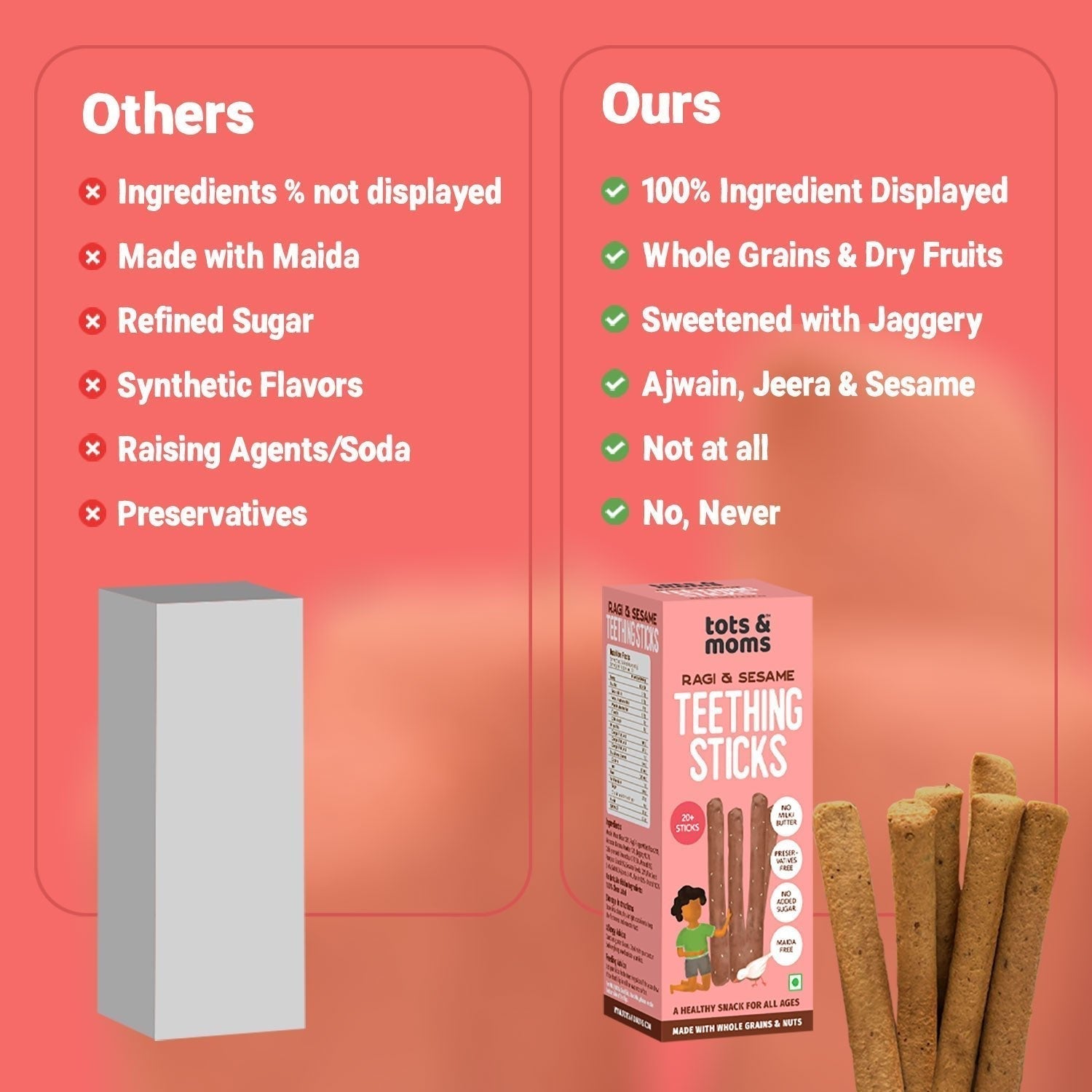 Ragi Banana Sesame Jaggery Teething Sticks For Babies