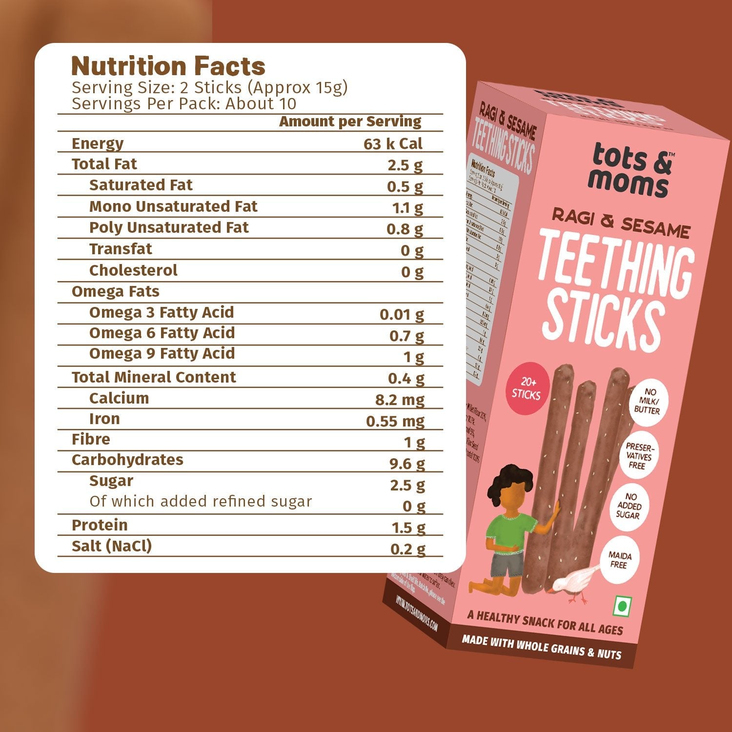 Ragi Banana Sesame Jaggery Teething Sticks For Babies