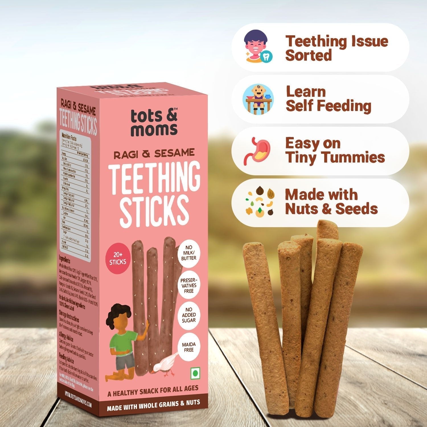 Ragi Banana Sesame Jaggery Teething Sticks For Babies