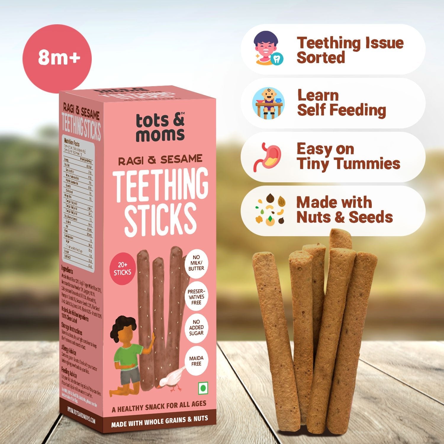Ragi Banana Sesame Jaggery Teething Sticks For Babies